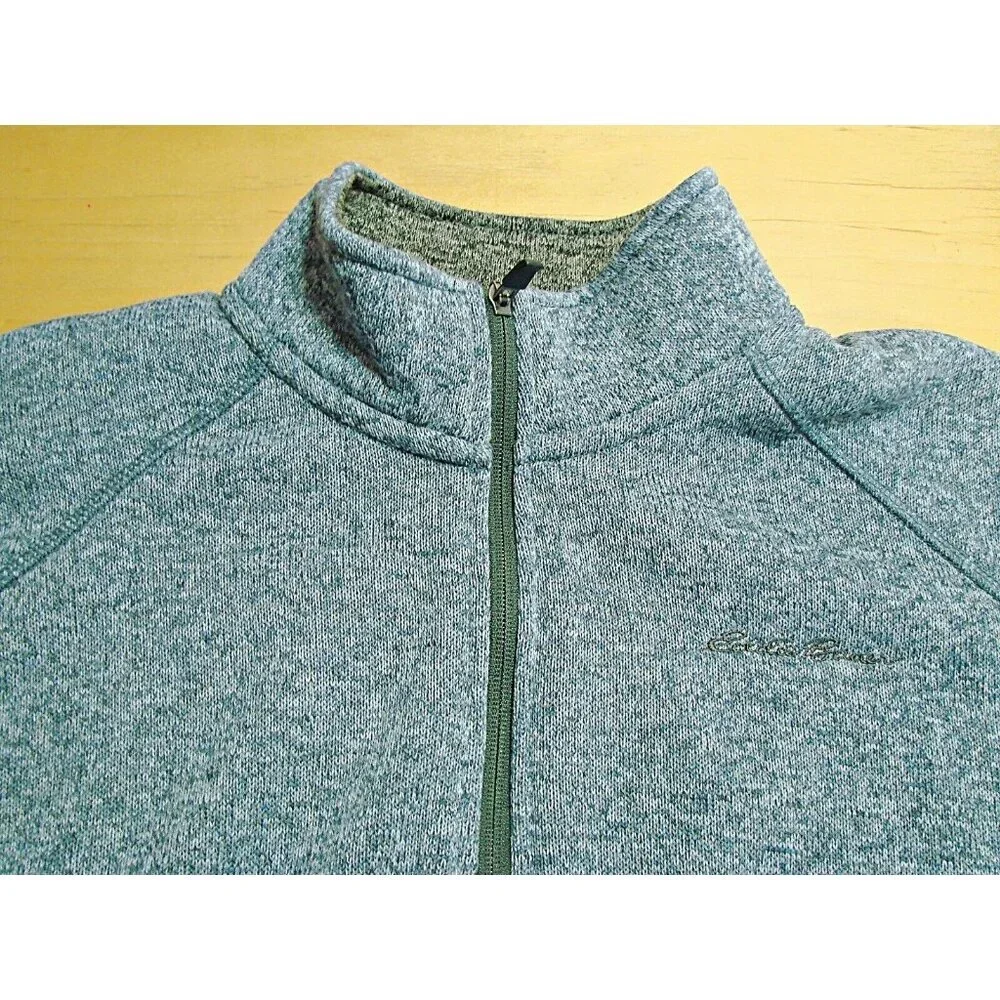 Eddie Bauer Mens Radiator Fleece Pullover 1/4-Zip Heather Blue Mock Neck Size XL